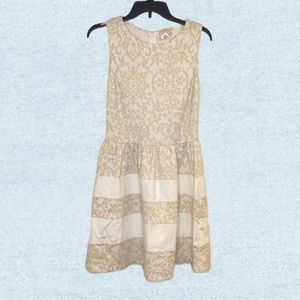 Elegantly Cute White & Cream/Tan Dress